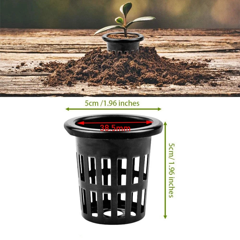 100 Pack 1.96 Inch Net Cups Slotted Mesh Wide Lip Filter Plant Net Pot Bucket Basket for Hydroponics Aquaponics Orchids TQ