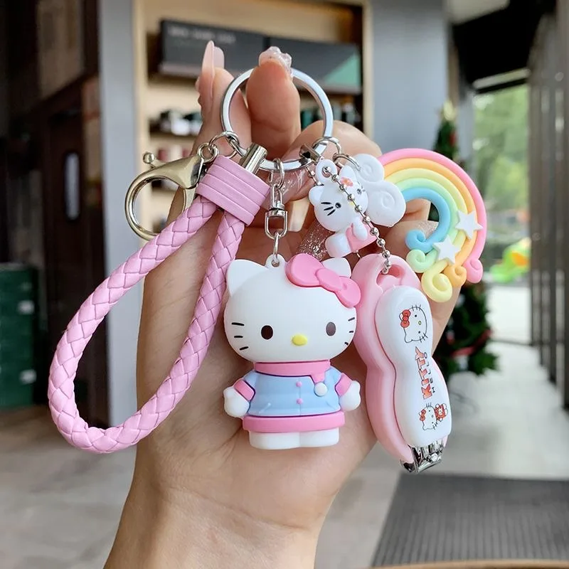 Sanrio HelloKitty new men and women creative cartoon cute girl heart keychain nail clipper pendant gift animation peripheral