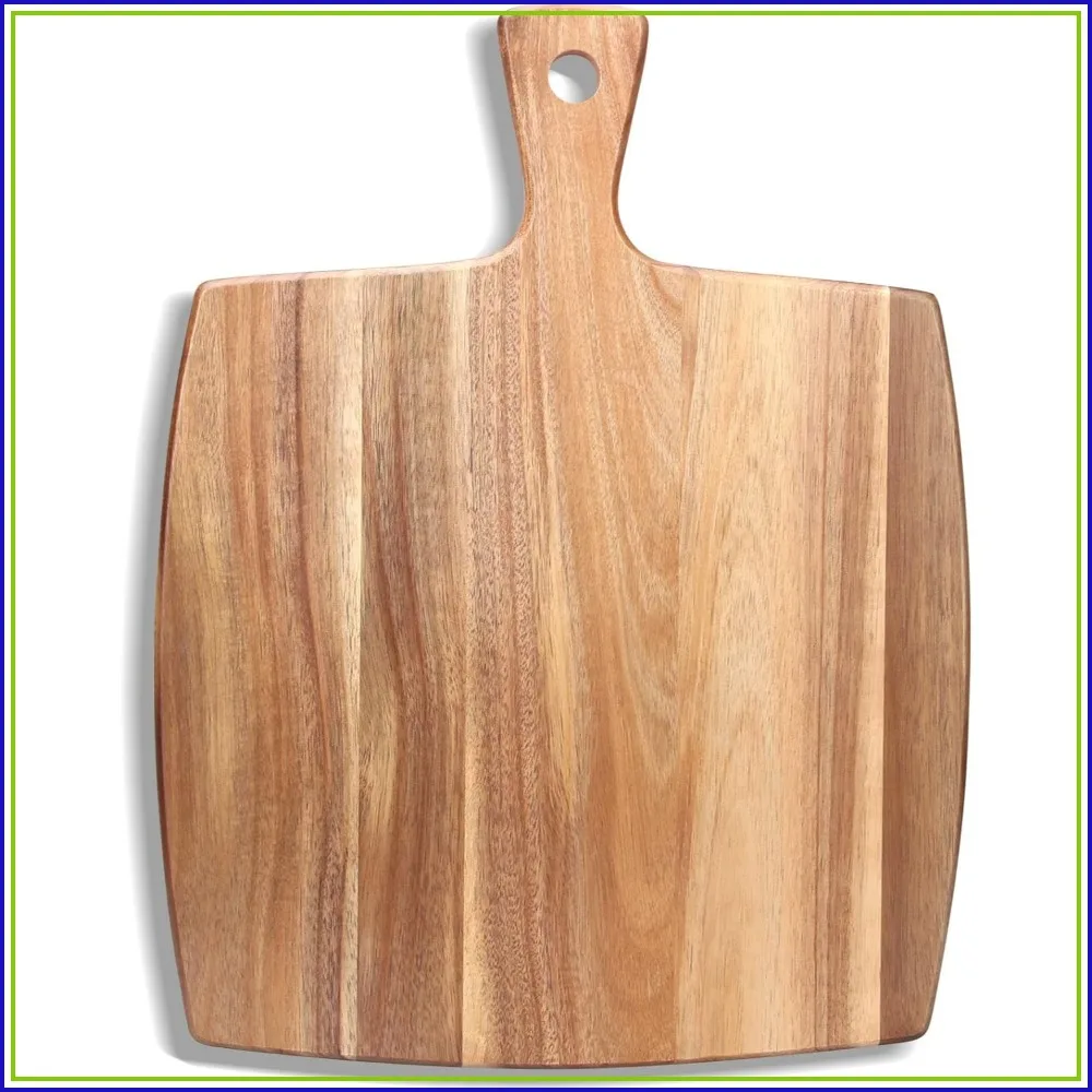 

16.6"x13" Large Acacia Wood Cutting Board with Handle, Butcher Block, Charcuterie Serving Platter