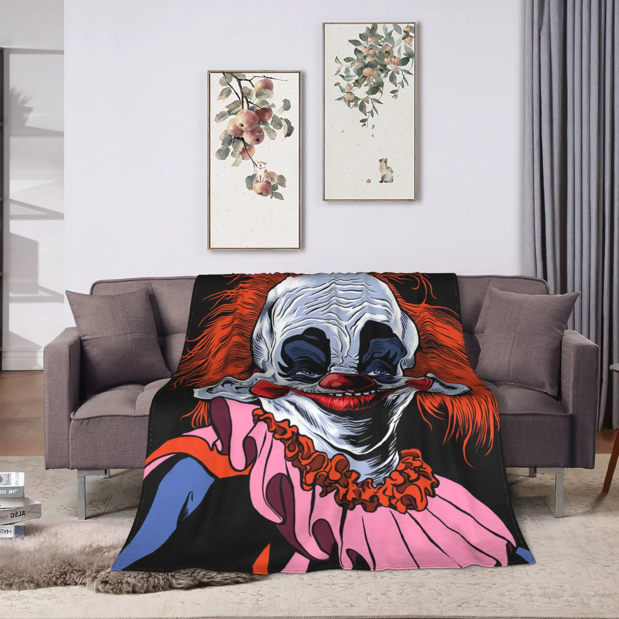 Killer Klowns From Outer Space Wax Blanket Travel Office Flannel Throw Blanket For Couch Chair Sofa Bed Warm Soft Bedspread Gift