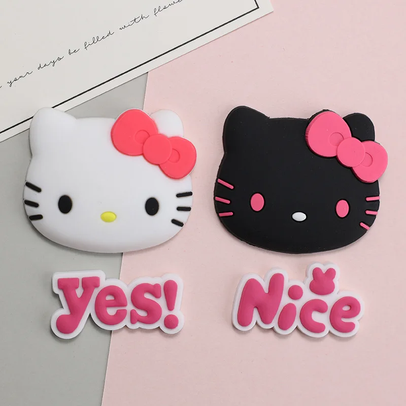 Miniso hello kitty sanrio gato dos desenhos animados 1 pçs diy sapato encantos acessórios fivela tamancos sandálias pino decorar presente da menina