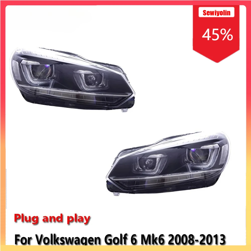 

Автомобильные светодиодные фары, автомобильные детали для Volkswagen Golf 6 Mk6 2008-2013, противотуманные фары DRL, стоп-сигнал поворота, Plug And Play