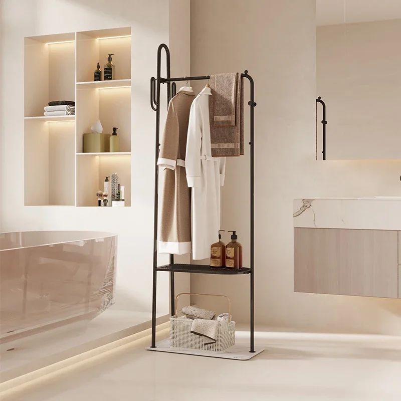 Toilet floor to floor non perforated towel rack, bathroom hanging towel rack, multi-functional bathroom storage rack integrated