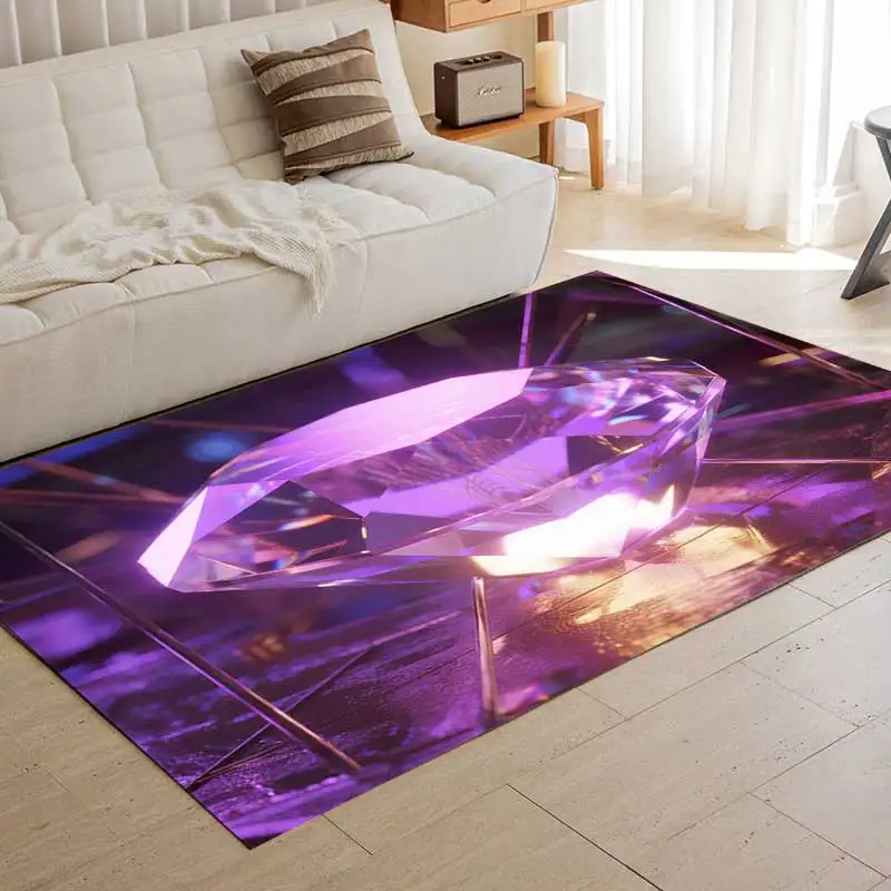 DIY Custom Carpet Rug Printed Rectangle Rugs Geometric Cubes Infinite Purple Pink Diamond Living Room Bedroom Decorative