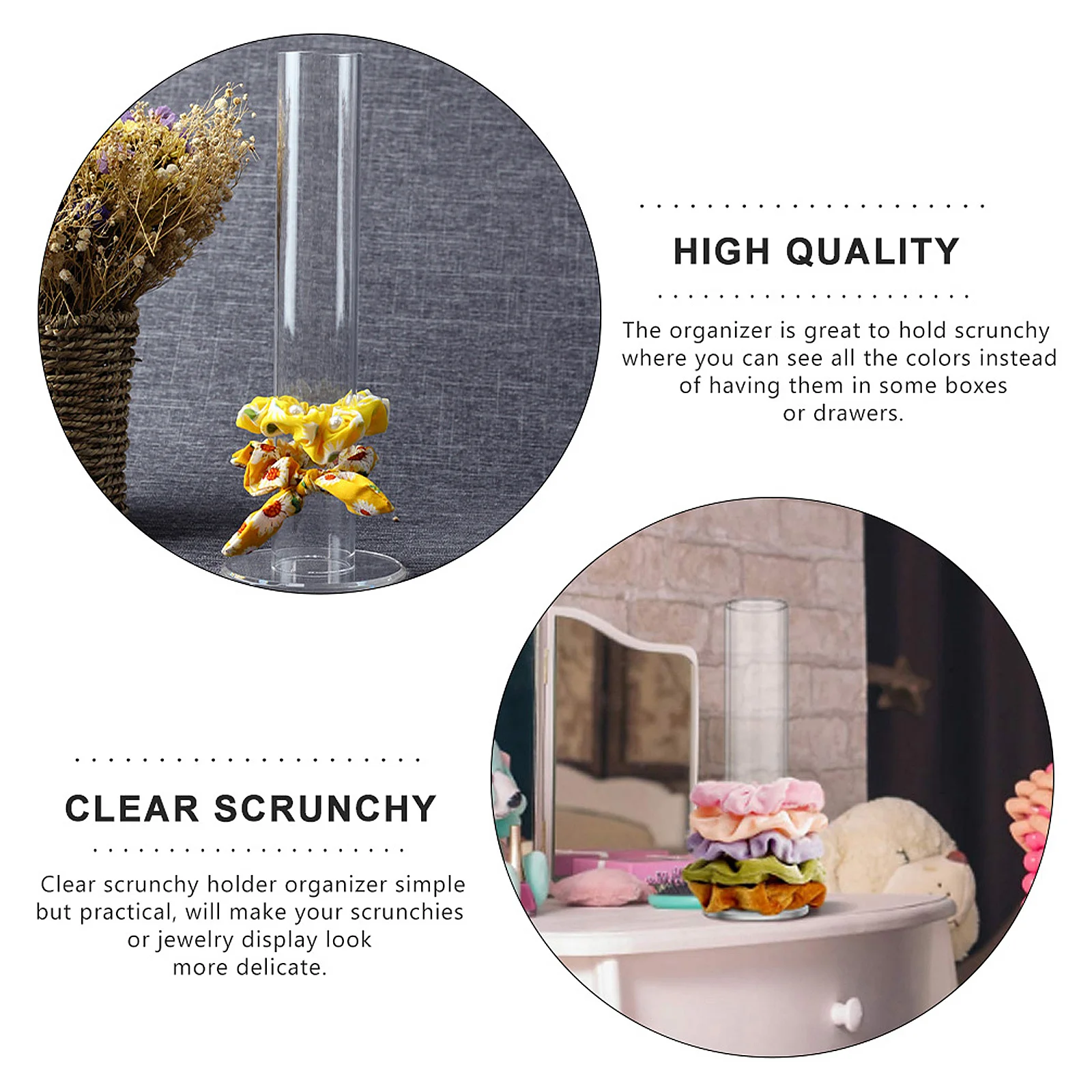 

1Pcs Hairband Display Rack Acrylic Dried Flower Tube Transparent Home Decor Stand for Hair Ties and Arrangements