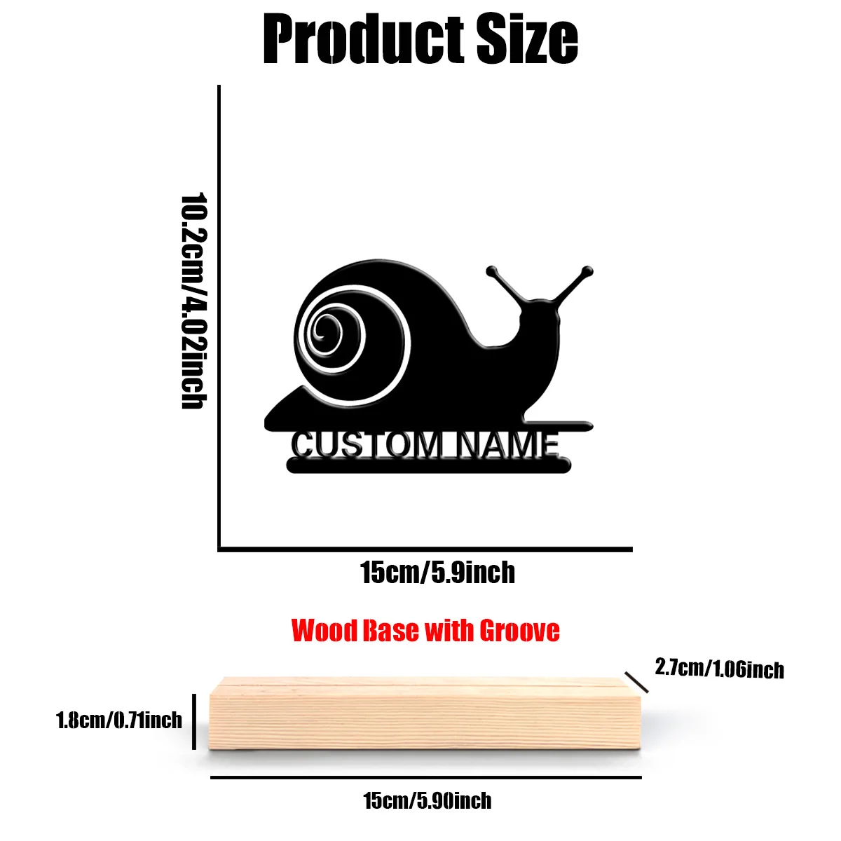 1pc Romantic Personalized Custom Snail Metal Statues Wooden Base Desk Decor for Clock Collectors, Vintage, Gothic Office Themes