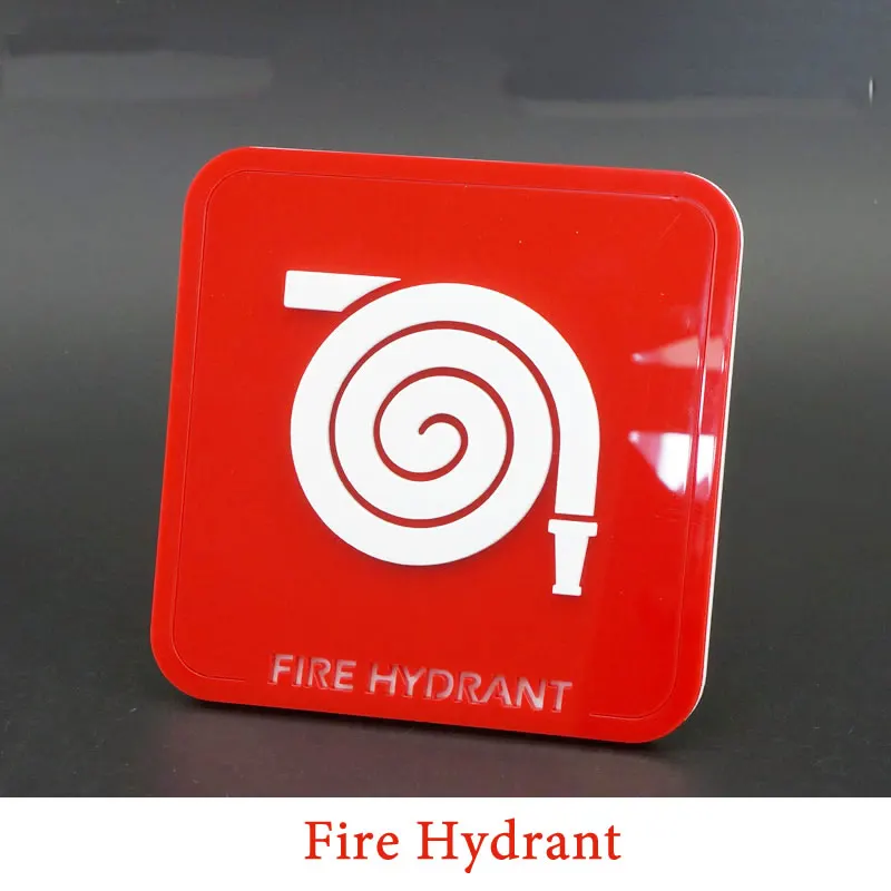 Waterproof Acrylic Warning Signs Fire Hydrant Extinguisher Icon Sign 3D Shape Sticker For Home Office Store School Factory