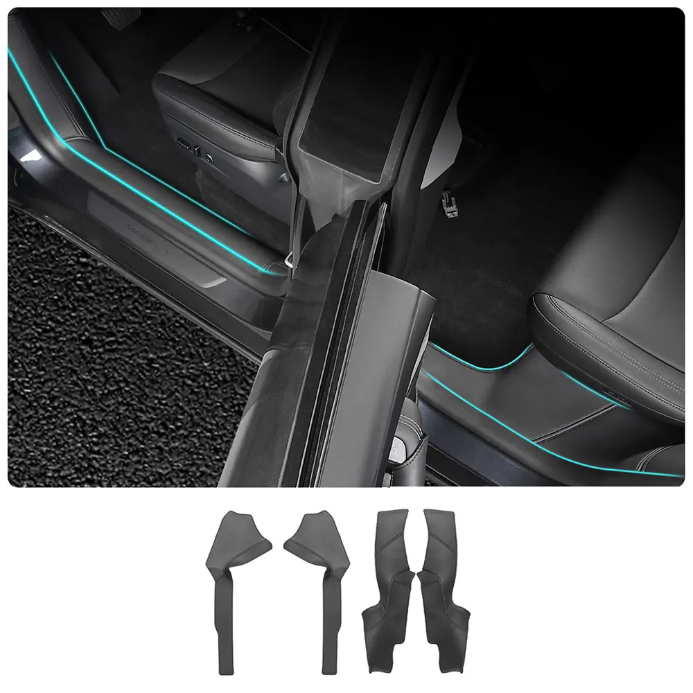 

Threshold Anti-Dirty Leather Mat for Tesla Model 3 Highland 24-26 Model Y Juniper 25-26 Under Rear Seat Side Full Antii-Kick Mat