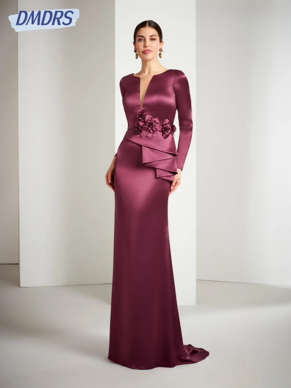 Elegant V-neck Straight Evening Dress Classic Mother Of The Bride Dress Appliques Long Sleeve Customized Gown Vestido De Novia