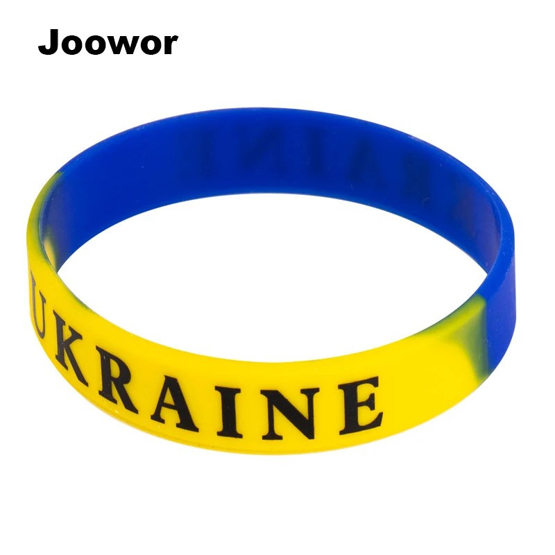 Ukraine Flag Silicone Rubber Wristband Flexible Wrist Band Cuff Bracelet Sports Casual Bangle Silicone Bracelet Fitness