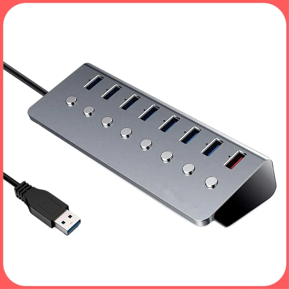 

X12A-USB Hub 7 Ports USB3.0 5Gbps+1XUSB Charging Port Hub Splitter Extension With Independent Switch External Power Supply