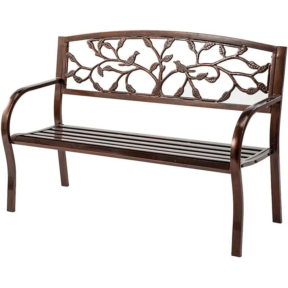 

Metal Bench with Weathered Tree Design - 50 Wide x 21 Deep x 33 Tall