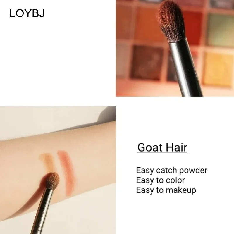 LOYBJ 4pcs Eyeshadow Brush Goat Hair Eye Makeup Brushes Cosmetic Liner Eye Shadow Contour Blending Details Make Up Brush Tools