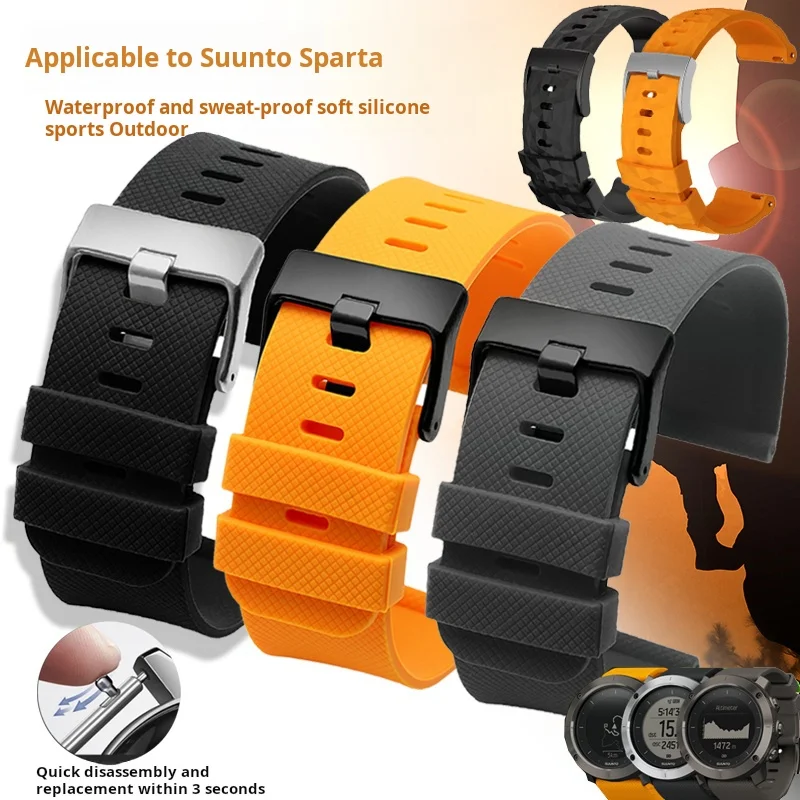 Para suunto 7 d5 9 traverse alpha spartan pulseira de relógio 24mm hr baro silicone fecho esportes pulseira de borracha à prova dwaterproof água fecho aço