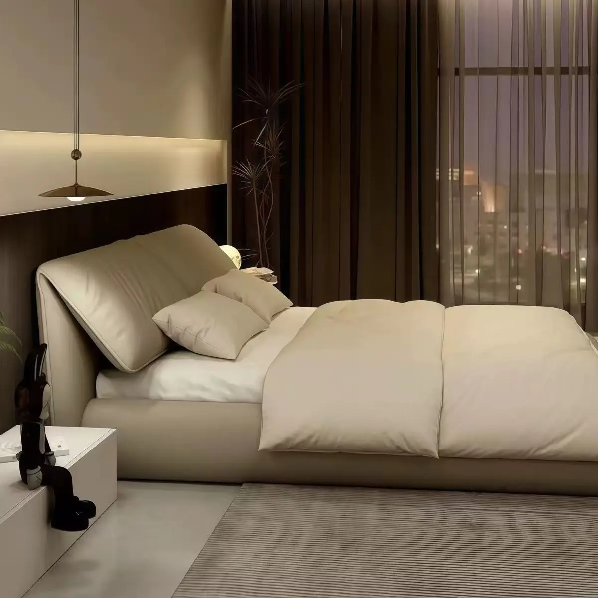 #Modern Style Double King-size Bed in Master Bedroom, High-end Storage Bed
