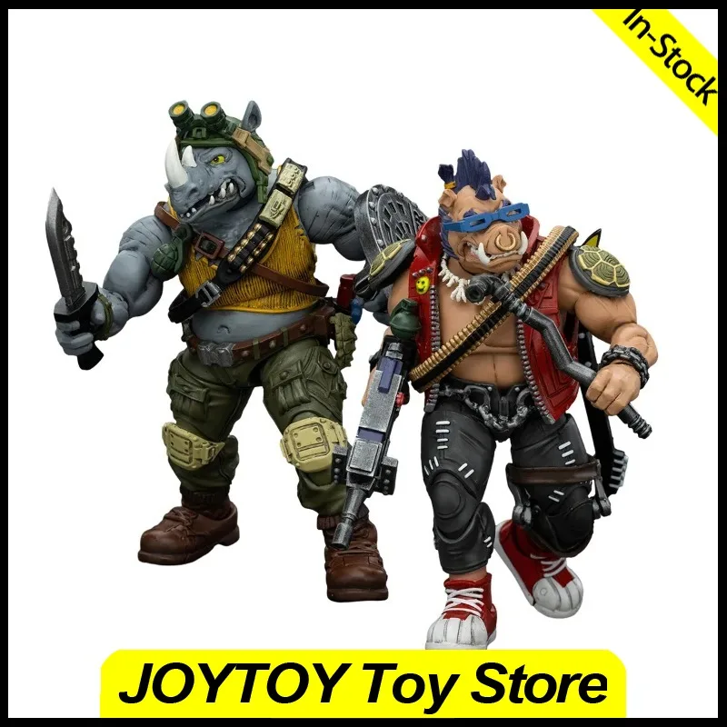 Figura de Acción JOYTOY 1/18 TMNT Tortugas Ninja Beebop Rocksteady, Figura de Anime, Juguetes Coleccionables, Regalos