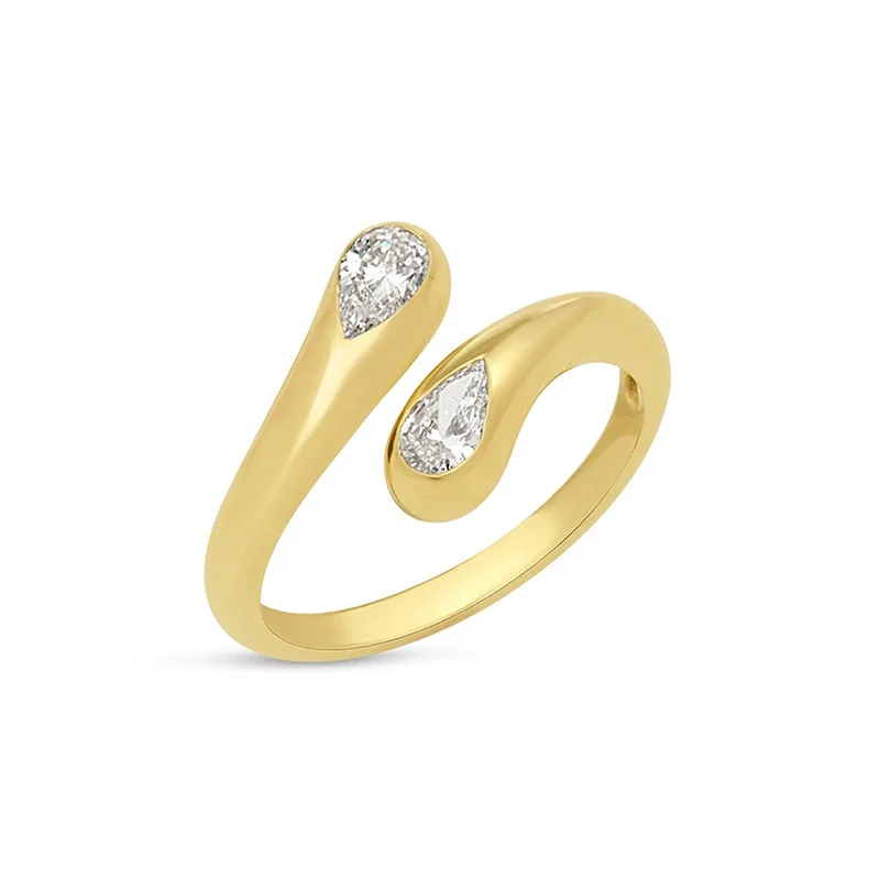 

Jenny&dave Fashion Elegant Jewelry Party Jewelry Rings Women's Ring S925 Pure Silver Double Water Drop Zircon Simple Luxury Ring
