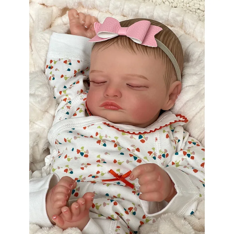 

18inch Newborn Sleeping Baby Rosalie Handmade Lifelike Reborn Baby Dolls 3D Painting Skin with Visible Veins Bebe Toys for Girls