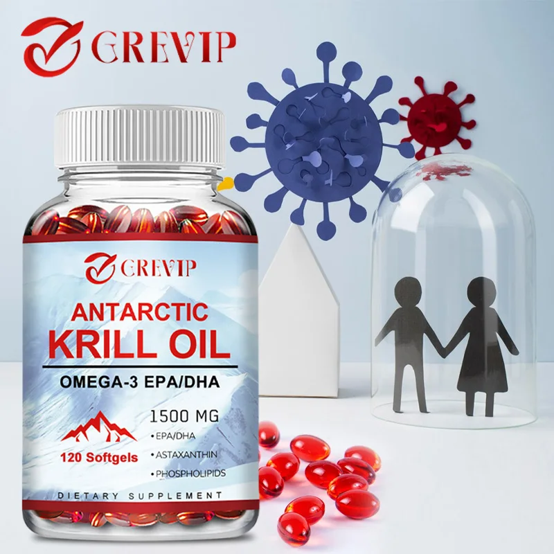 

Antarctic Krill Oil - with Omega-3s EPA, DHA, Astaxanthin - Supports Joint, Eye, Brain Health - Maximum Strength, Non-GMO