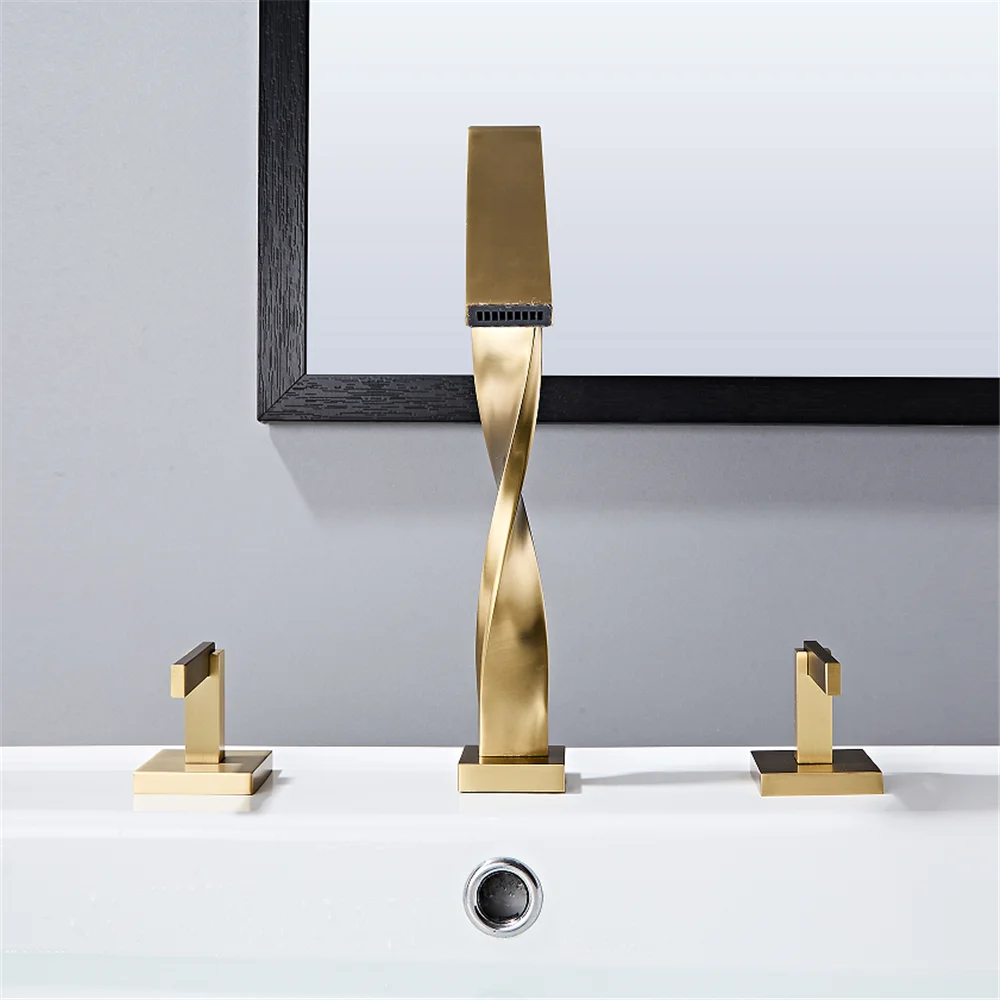 Bathroom Faucet Gold Basin Sink Faucet Mixer Tap Widespread Black Wash
