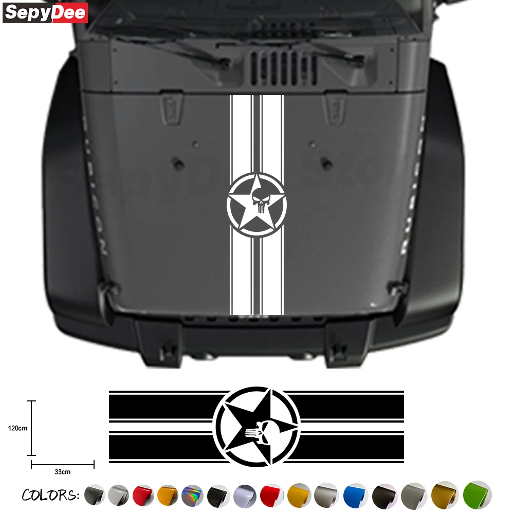 

Universal Car Hood Bonnet Sticker Skull Army Star Graphics Auto Engine Cover Decor Vinyl Film Decals Car Accessories
