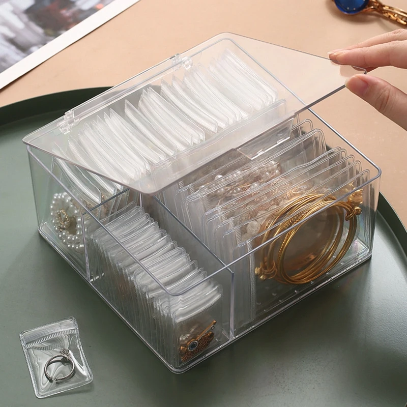 E15E Portable Travel Jewelry Storage Box with PVC Bags for Rings