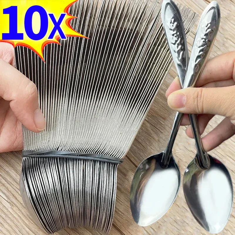 Wholesale Stainless Steel Spoon Long Handle Soup Spoon Dessert Watermelon Scoops Milk Coffee Teaspoon Kitchen Tableware Utensils