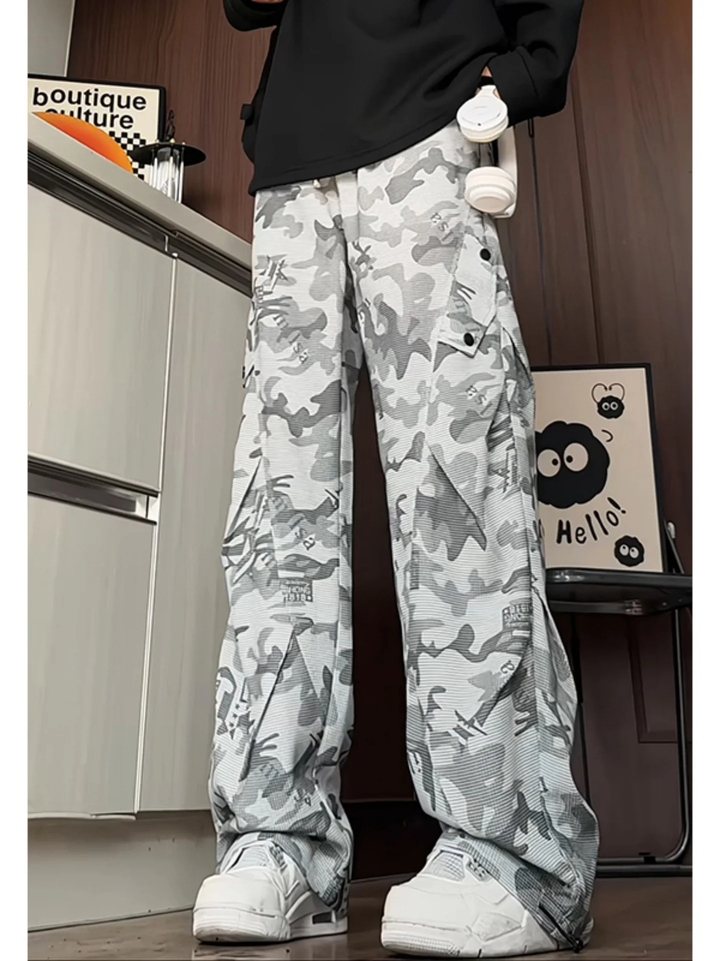 

American Sle Camouflage Work Pants Men's Spring New Folded Paratrooper Loose Casual Straight Leg Cleanfit Trousers