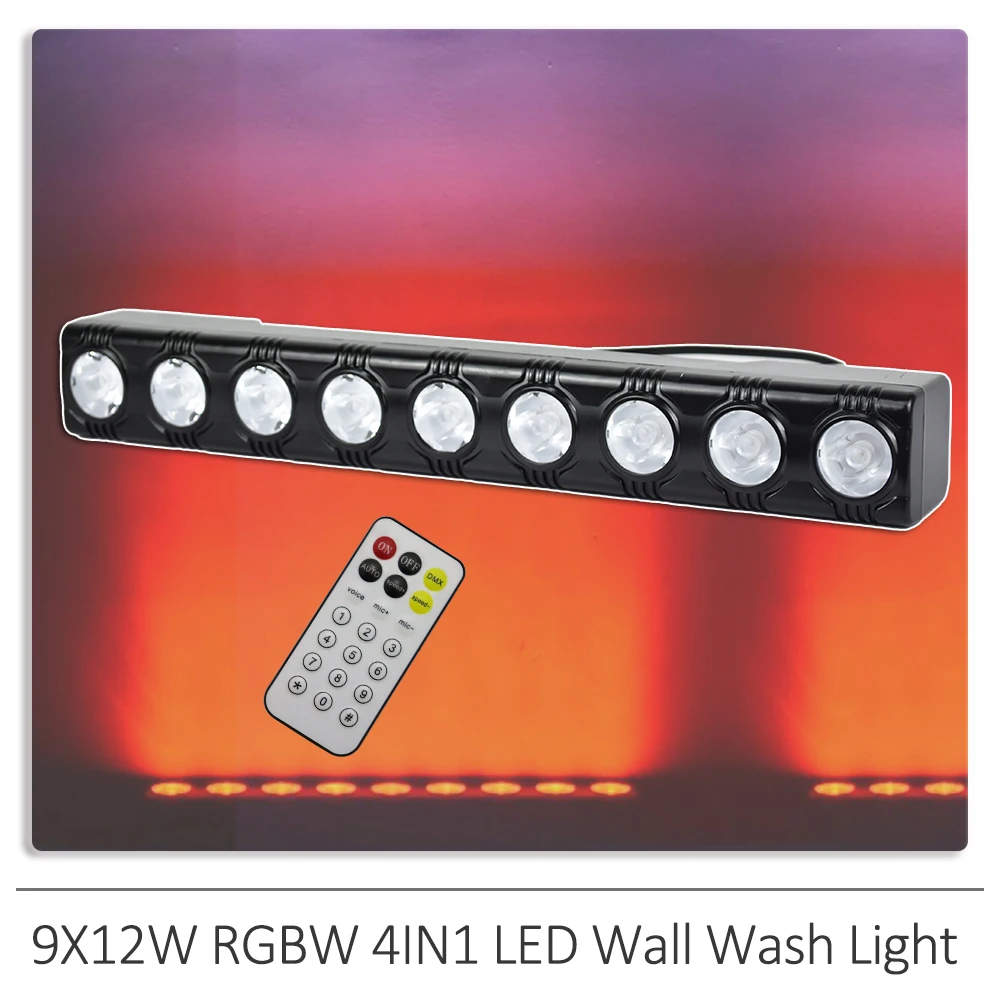 

9 LED RGBW 4IN1 DMX Wall Wash Lamp DJ Disco Party Stage Light Effect For Dance Bar Holiday Wedding Music Xmas Halloween Decorate