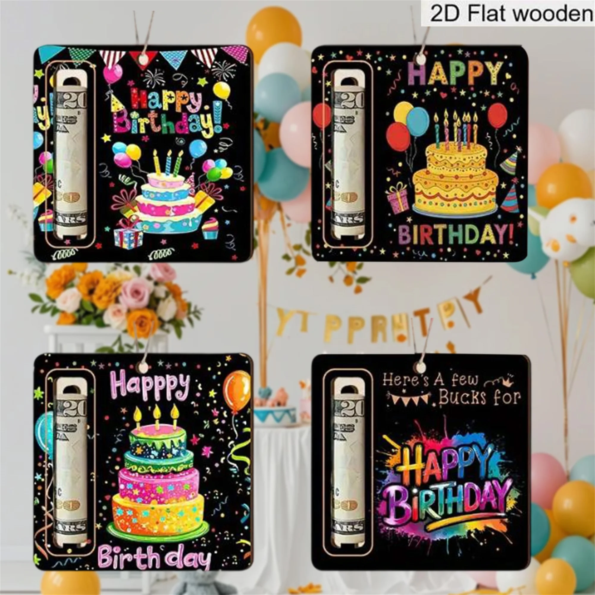 حامل نقود خشبي ريفي بتصميم كعكة عيد الميلاد ثلاثية الأبعاد - مثالي لديكور الحفلات وأفكار تقديم الهدايا العائلية