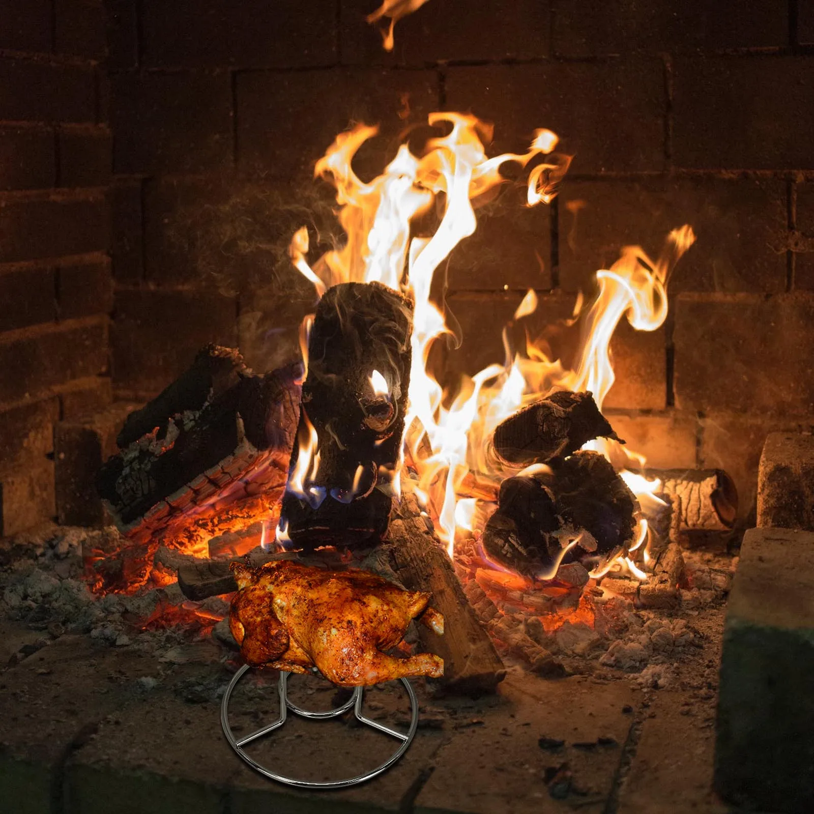 

1 шт., подставка для курицы на гриле из нержавеющей стали, прочная полка для жарки, легко носить с собой, уличный держатель для курицы для барбекю, кухонная подставка для гриля