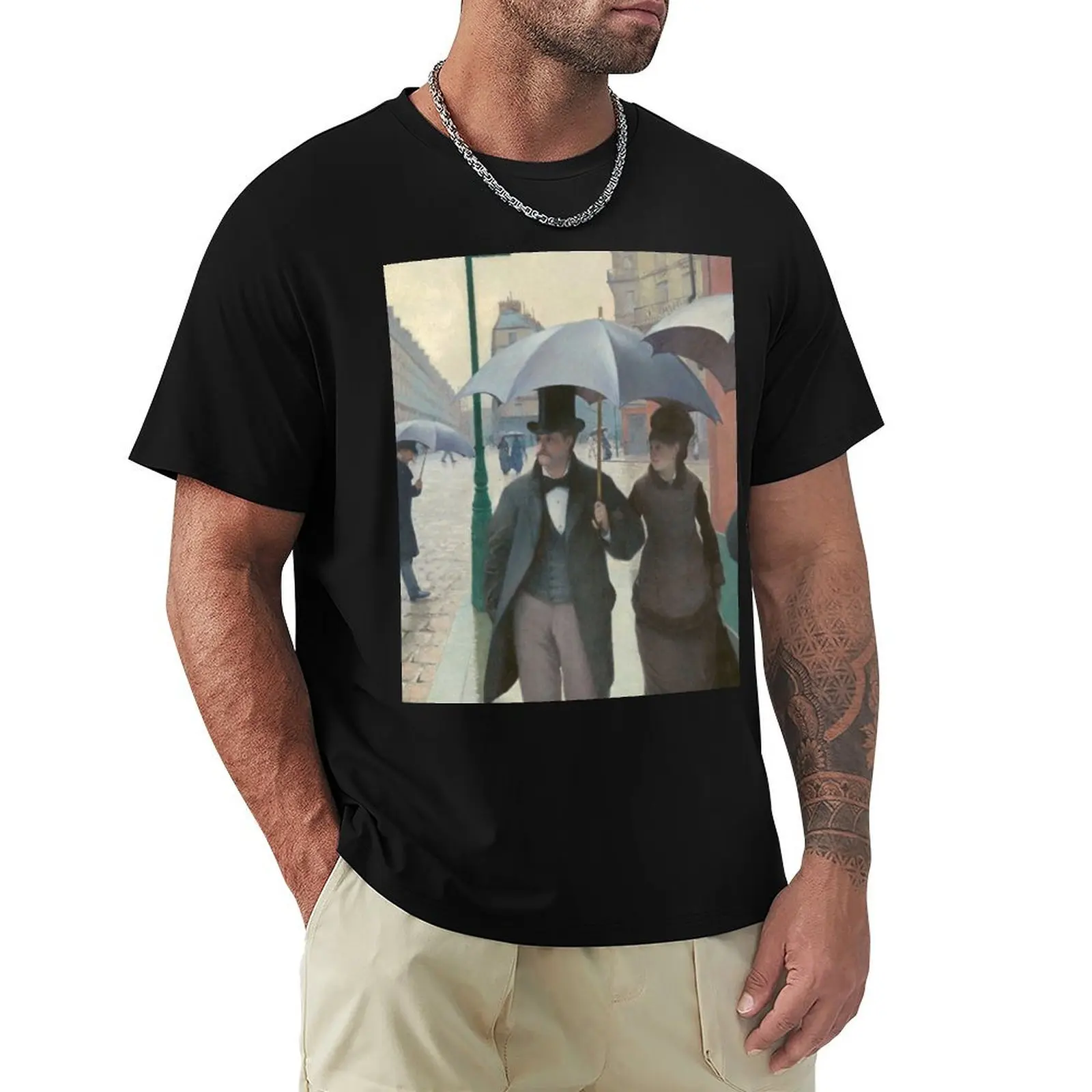 Paris Street; Rainy Day - (Rue de Paris, temps de pluie) - Caillebotte T-Shirt t shirts for man cotton T-Shirt