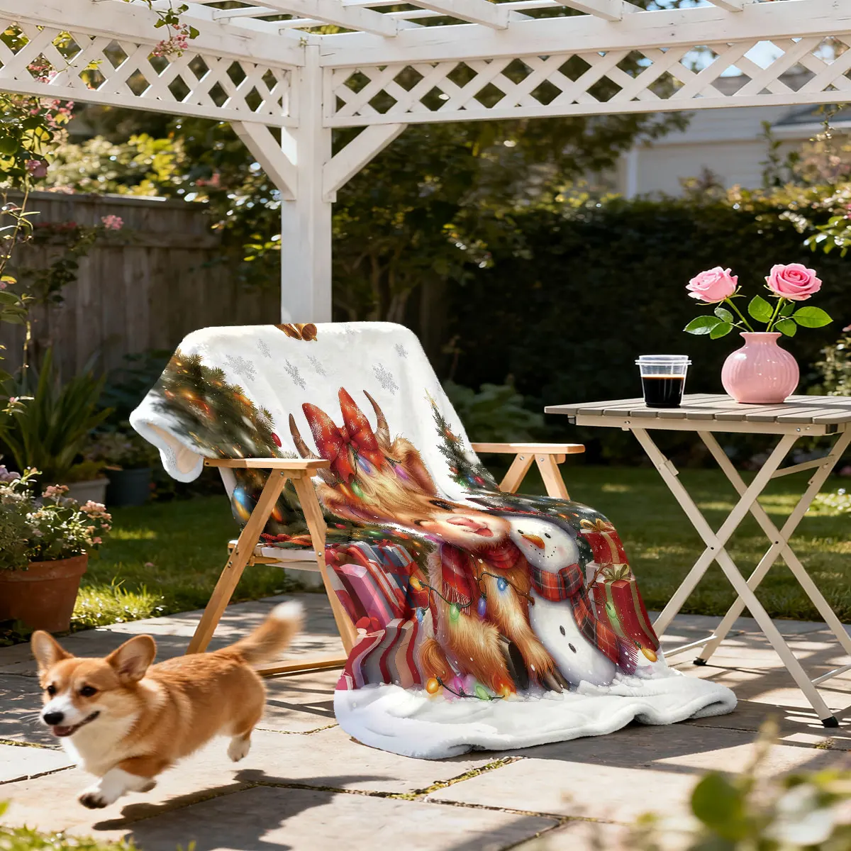 1 قطعة عيد ميلاد سعيد المرتفعات البقرة المطبوعة الفانيلا بطانية بأحجام متعددة مريحة NapLeisure بطانية ، آلة قابل للغسل #3