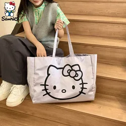 Sanrio Hello Kitty Tote Bag Y2k Hello Kitty Shoulder Bag Large Capacity Laser Bag Student School Bag Silver Travel Bag Gifts