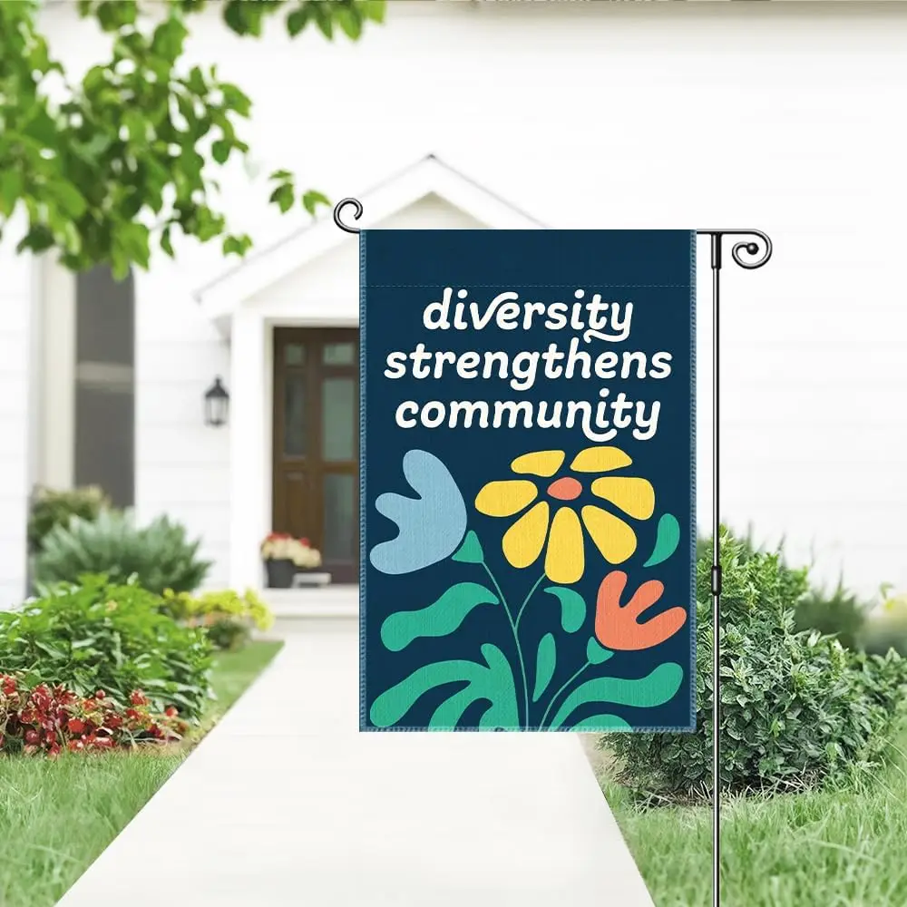 Diversity Strengthens Community Garden Flag, Funny Boho DEI Yard Flags for Outside, Diversity Equality Inclusivity Porch Law ZZM