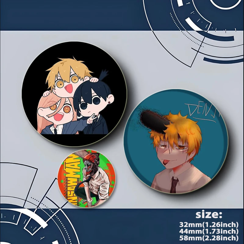 Épingles en émail pour hommes tronçonneuse, affichage rond, broches d'anime, Makima, Denji, Pochita, badge de dessin animé, sac à dos, accessoires de bijoux, cadeaux