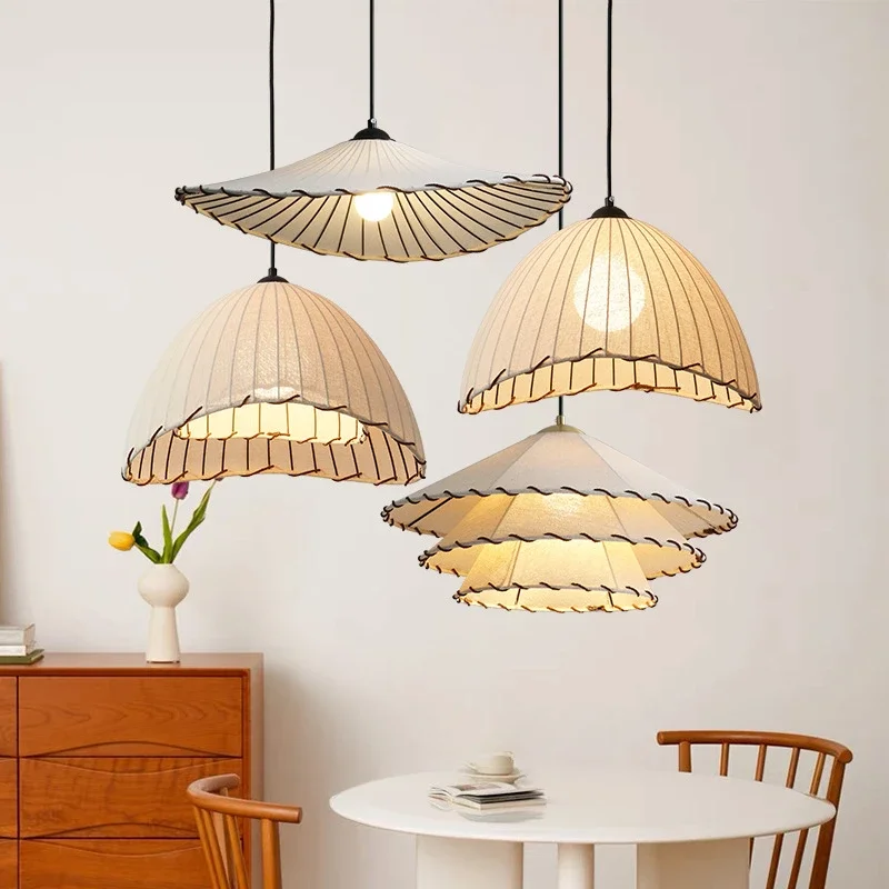 

Nordic Silent Wind Pendant Light Modern Simple Fabric Lamp Fixture for Living Room Bedroom Restaurant Table Decor LED Chandelier