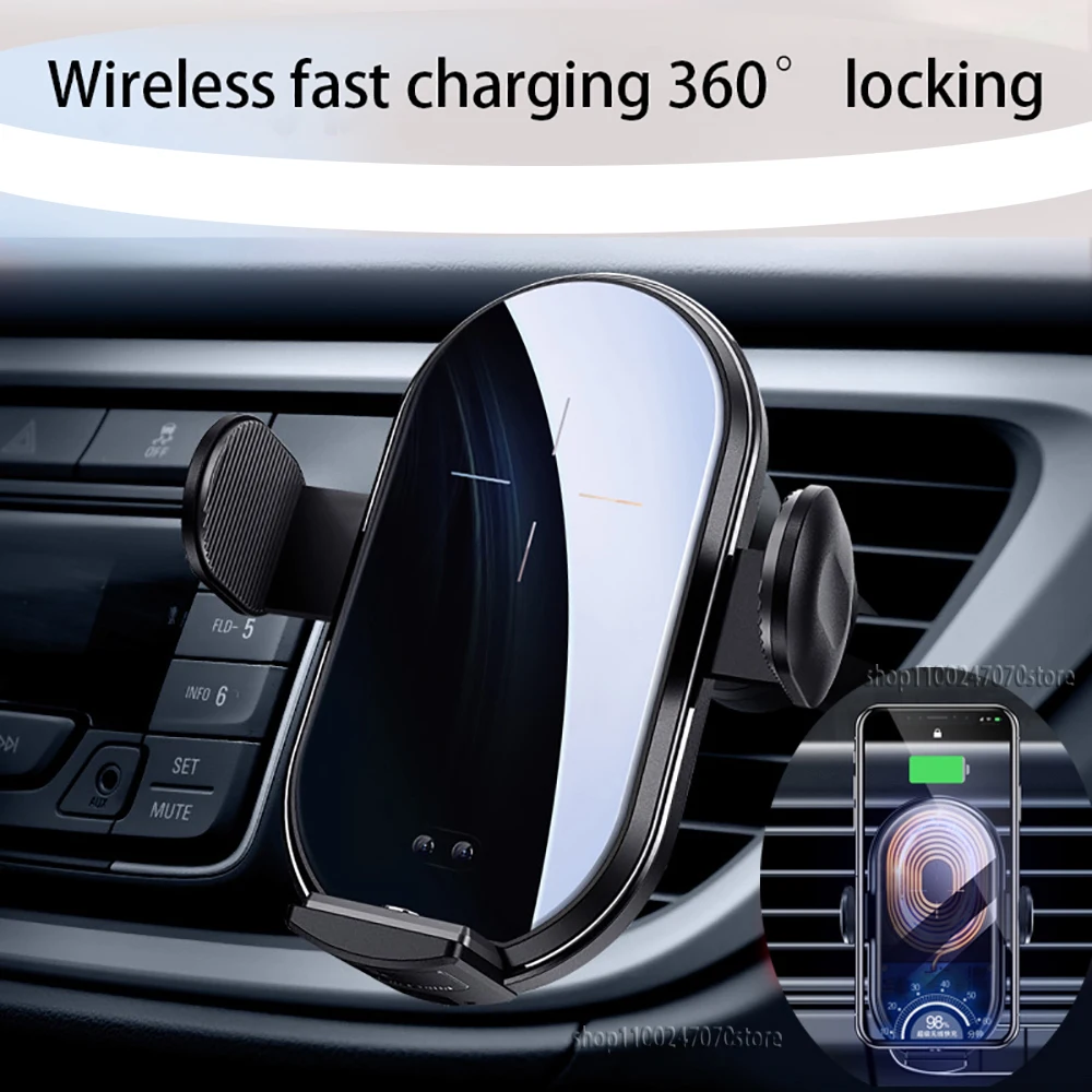 Wireless Charging Car Phone Holder Magnetic Double Control Automatic Telescopic Locking For Iphone Huawei Charger Universal