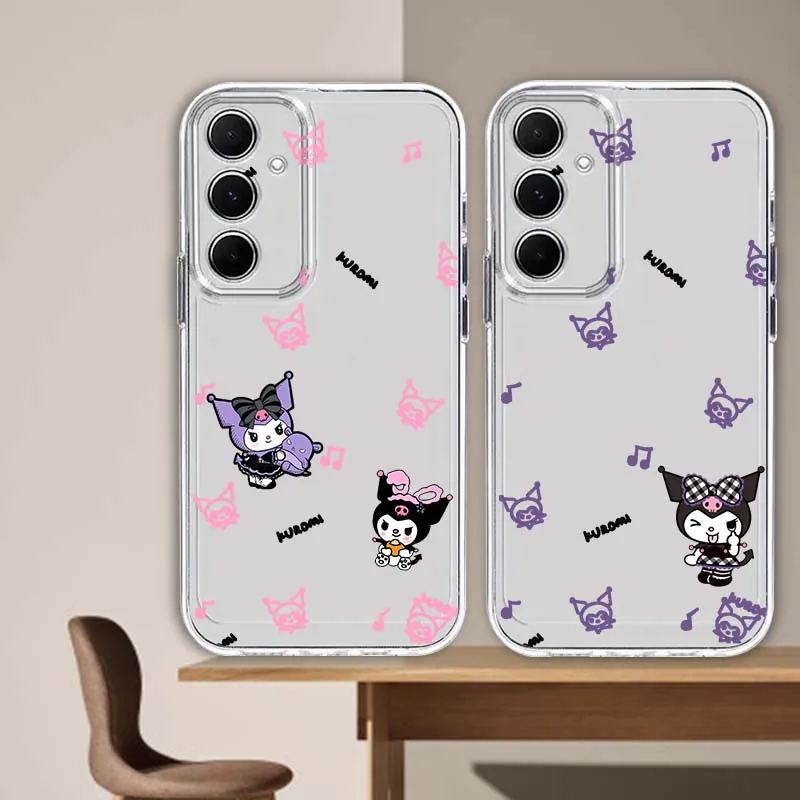 

Sanrio Kuromi Popular Cartoon For Samsung S25 S24 S23 S22 S21 S20 S10 Ultra Plus Edge FE 5G Transparent Phone Case