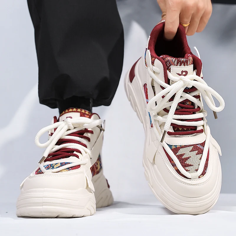 

2025 New Trendy Fashion Versatile Comfortable Fashion Casual Sports Thick Soled Men's Shoes High Cut Breathable Board Shoes