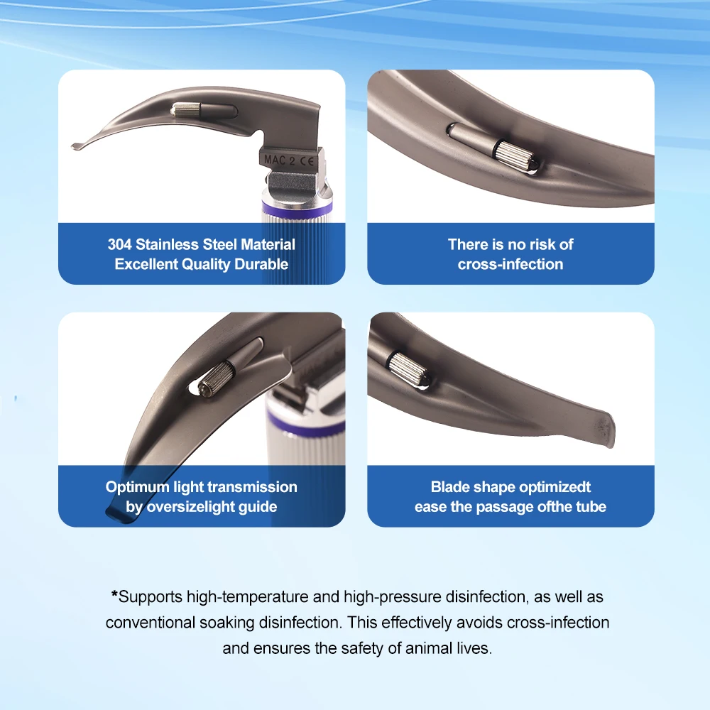 Veterinary Anesthesia Laryngoscope With LED Light For Pet Cat Dog Animal Hospital Veterinary Equipment Vet Scope Detection Tool