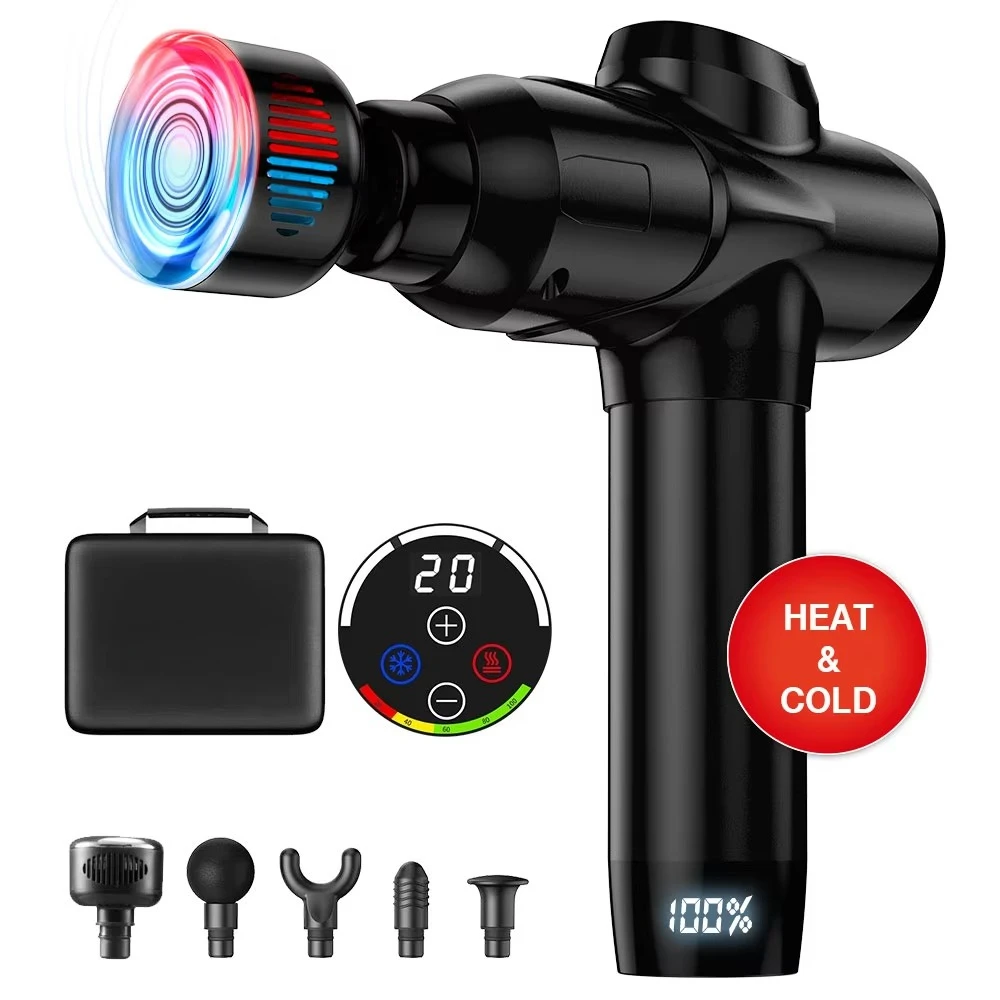 30Speed Lcd Display Muscle Gun Massager Powerful Red Light Fascia Wholesale Electric Impulse Body Heating Massage Gun