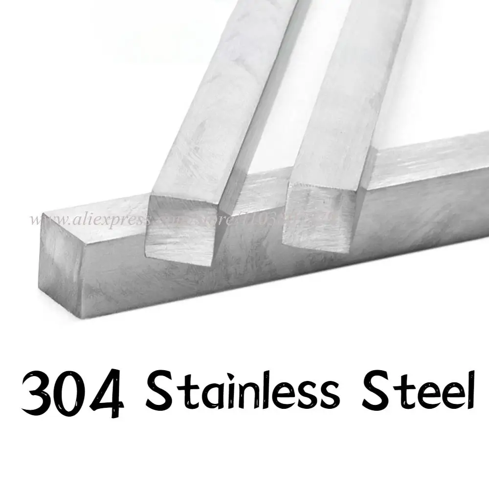 304 Stainless Steel Square Bar Rod 3mm 4mm 5mm 6mm 8mm 10mm 12mm 15mm 16mm 18mm 20mm 22mm 25mm Length 100mm 200mm 300mm 500mm