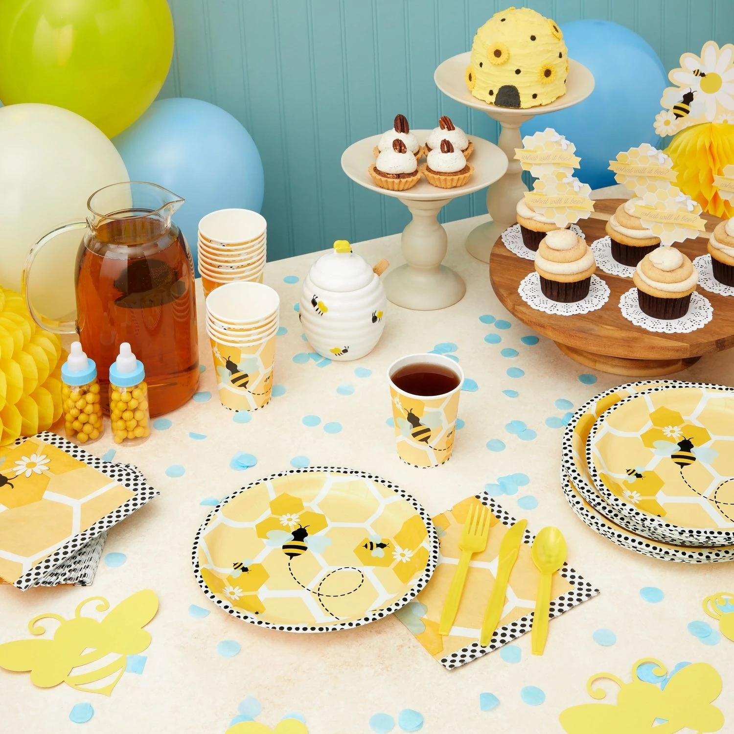 Cute Bumble Bee Honey Bee Party Decorations Cake Topper Banner Balloons Tablecloth For Kids Happy Birthday Party Supplies Decors