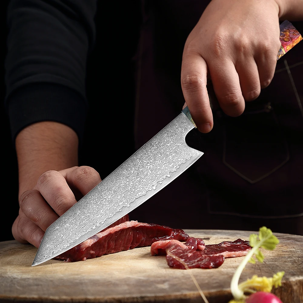 

XITUO Japanese Damascus Steel Kitchen Knives Octagonal Wood Handle Damascus Chef Knife Santoku Cleaver Knife Super-sharp blade