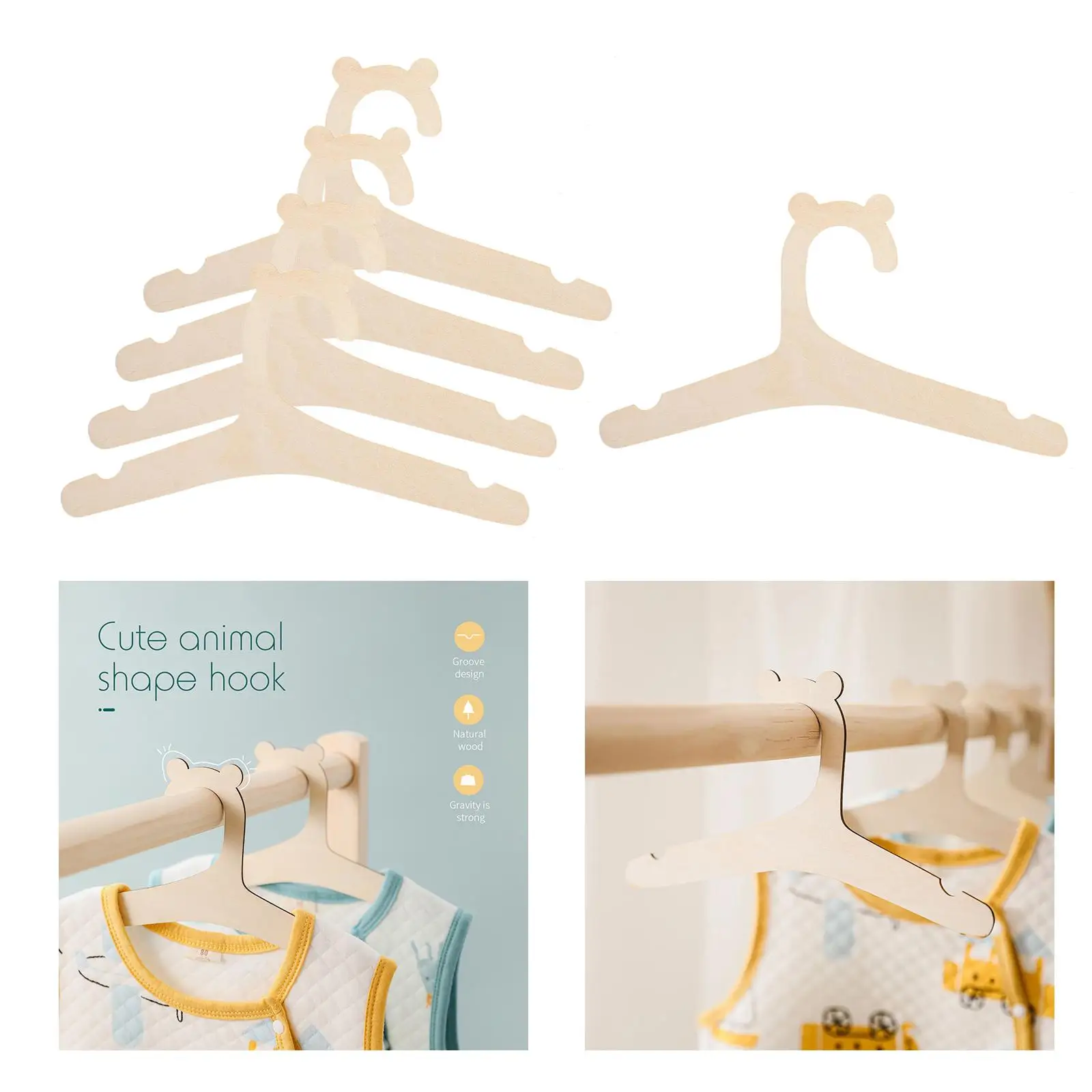 10x/5x Baby Clothes Hangers Display Outfits Shirt Tops Hanging Racks for Kids Girls Boys Room Nursery/Shop/Home Decor