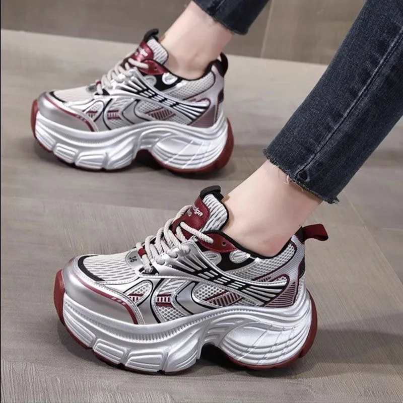 

2026 New Women Chunky Mesh Platform Sneakers Breathable Casual Shoes for Daily Walking Streetwear Summer Outdoor Activities