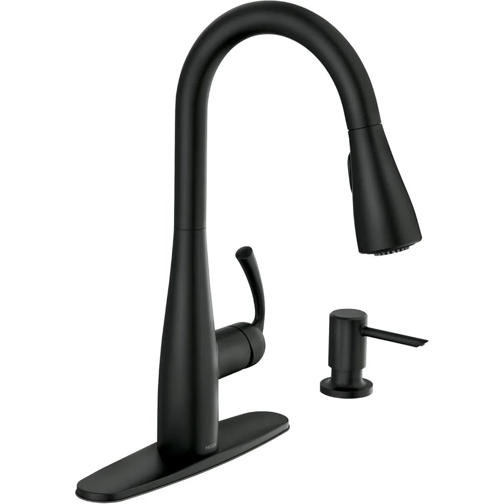 

Matte Black Pull-Down Sprayer Kitchen Faucet with Soap Dispenser, Reflex and Power Clean Technology