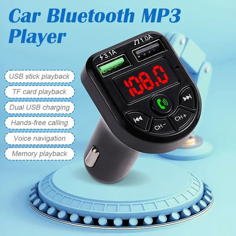 Car Bluetooth Receiver FM Transmitter Wireless Audio Adapter Hands Free MP3 Player Dual USB Fast Car Charger Bluetooth Car Kit