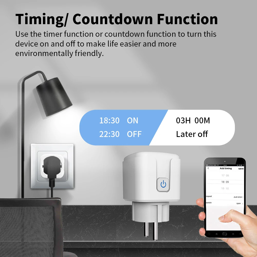 Zigbee Smart Socket EU Plug 20A Adapter Power Monitor Tuya Smart Life APP Remote Control Collaborates with Alexa Google Home